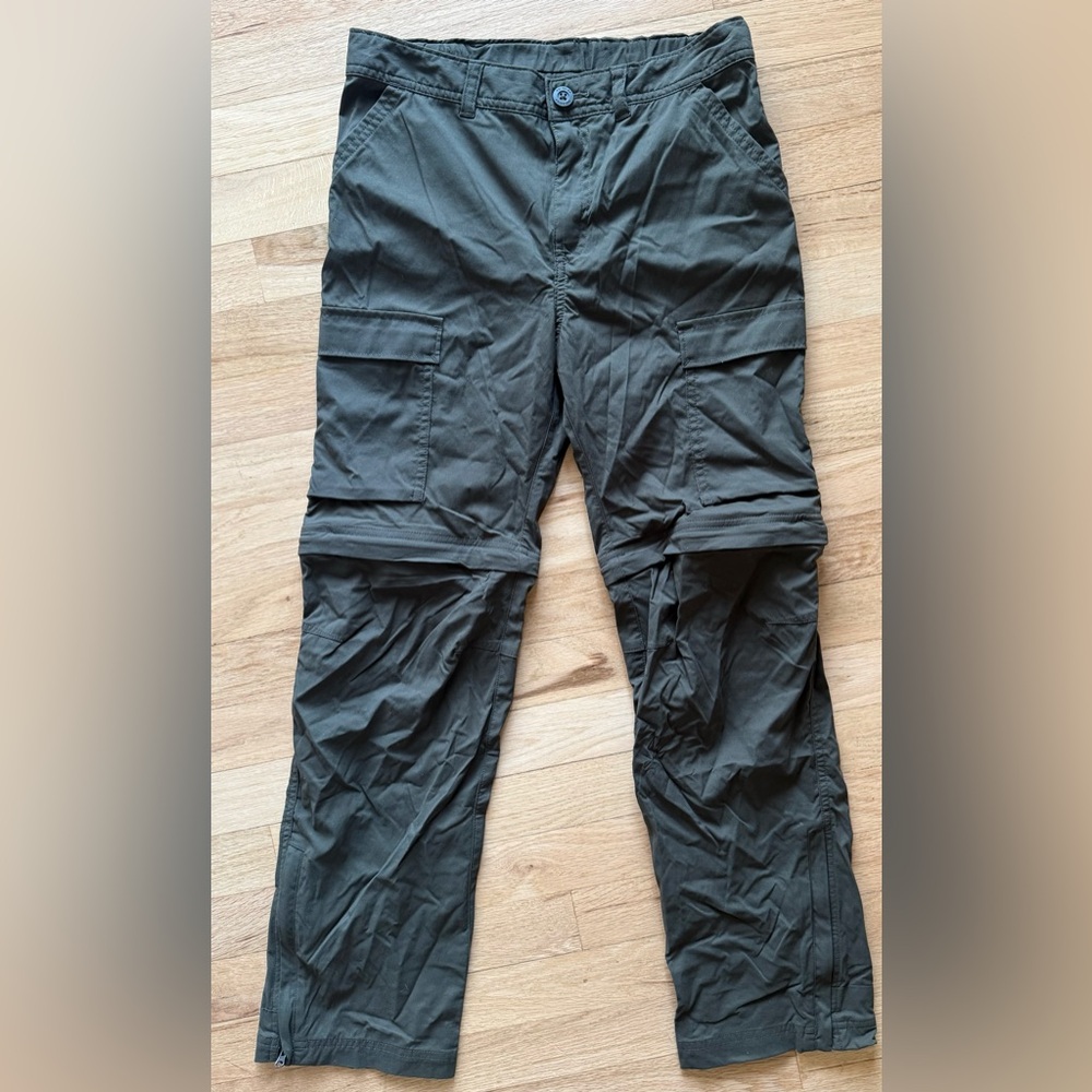 REI CO OP Pants Kids Size Large Olive Green Cargo Convertible Zip Off Nylon